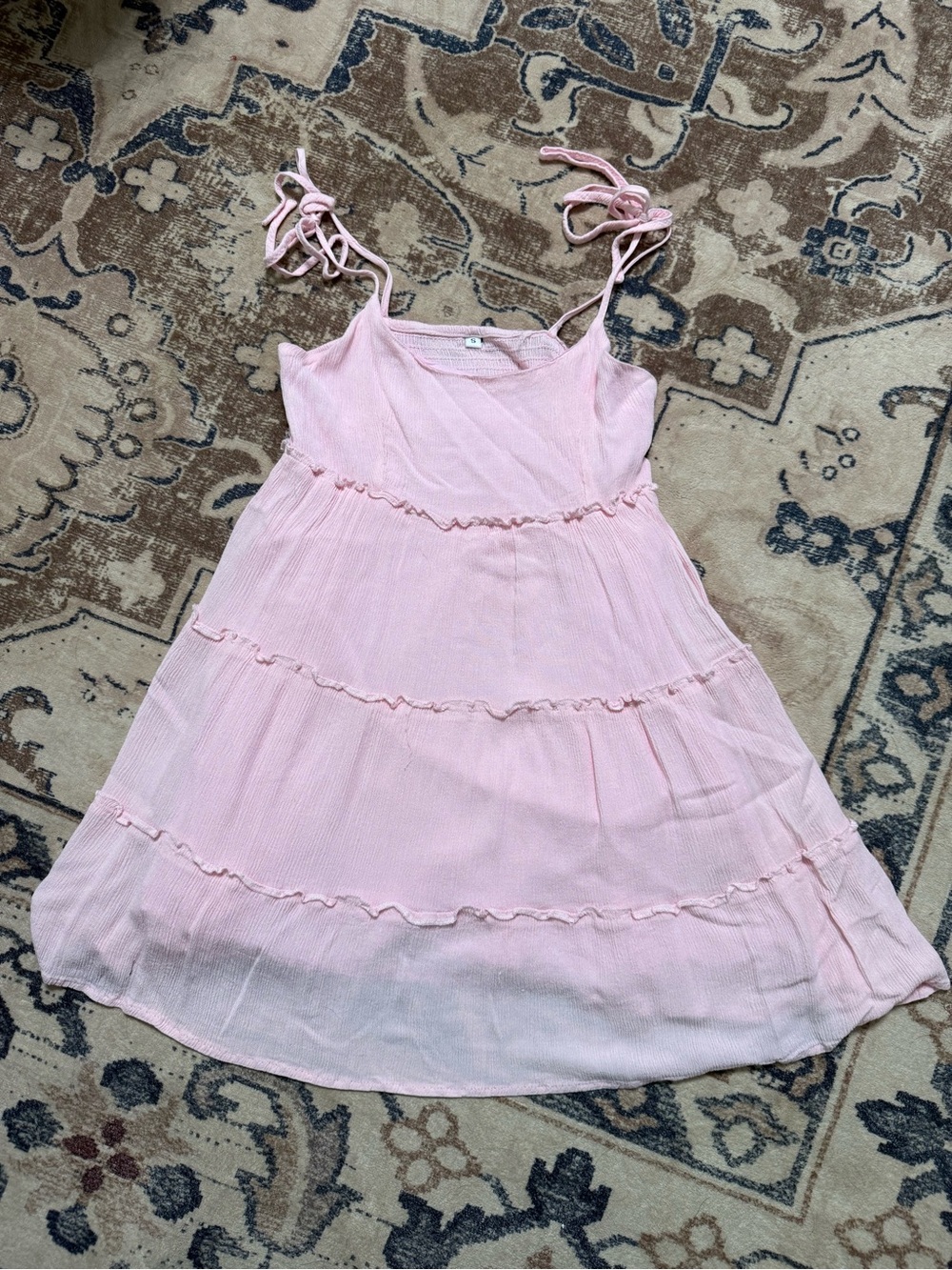 Othr Light Pink Tiered Sundress with Tie Straps